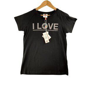 Kappa Shirt Womens Medium Black I Love Heart Graphic Tee Authentic Gornicza Top